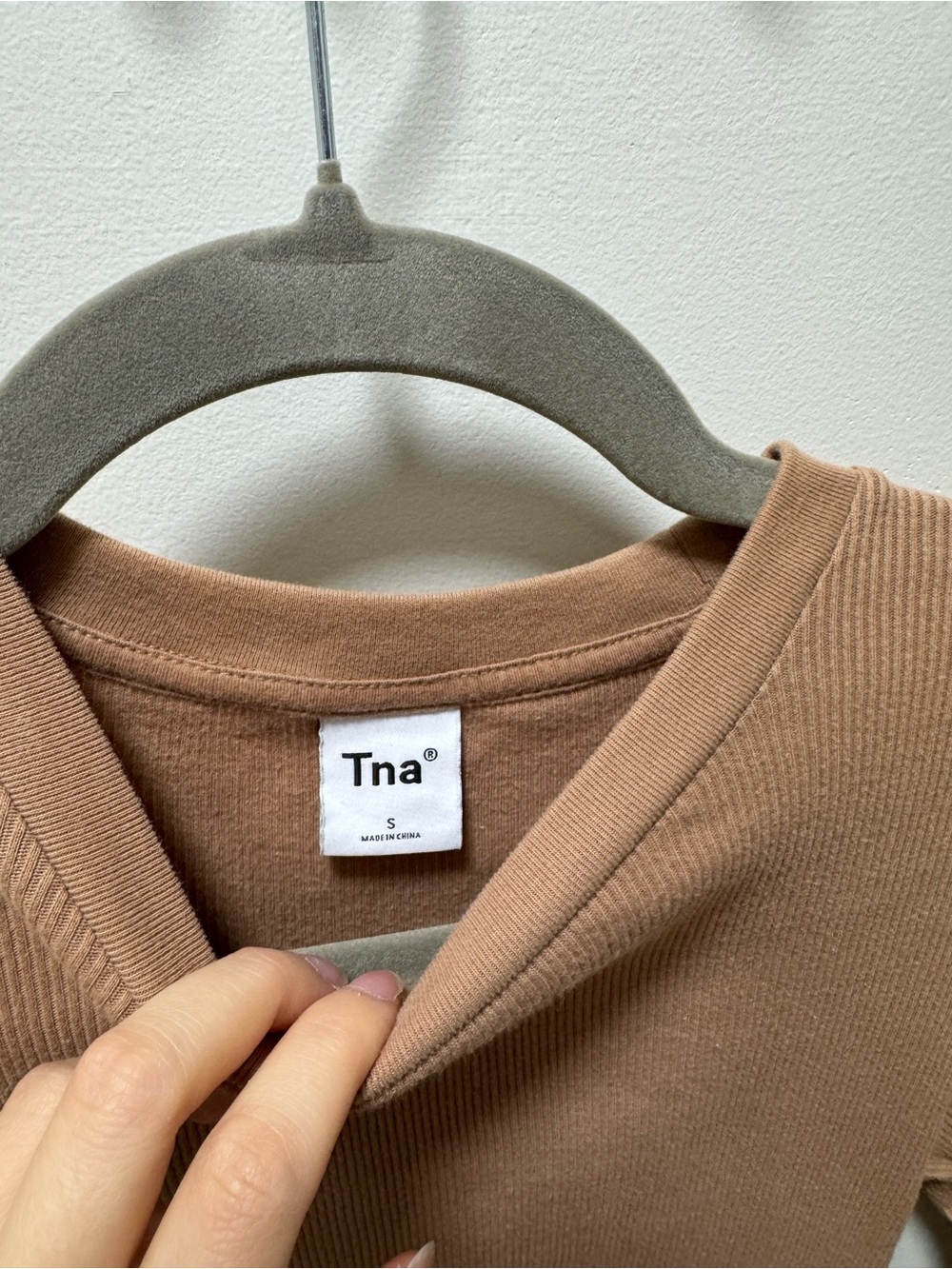 TNA Ribbed Crewneck Top - Brown